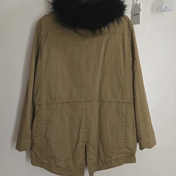 Ann Taylor LOFT Olive Faux Fur Hooded Jacket - Picture 14 of 16
